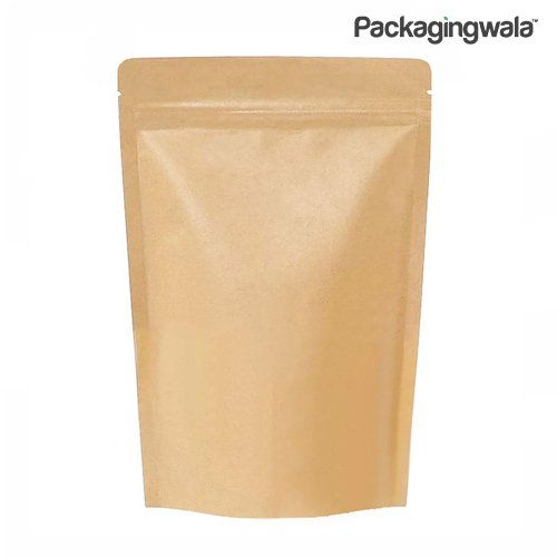 Plain Standing Zipper Brown Kraft Paper Pouch